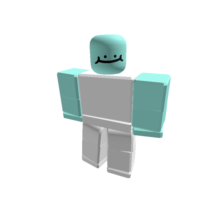 TalanWTH’s Roblox avatar, with aqua head and arms and a white outfit.